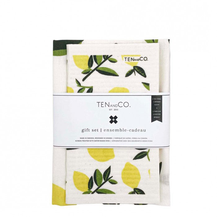 Ten and Co. Tea Towel + Sponge Cloth Gift Set