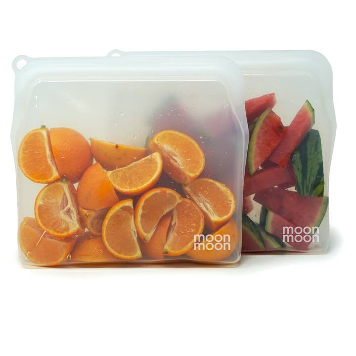 Moonmoon Silicone Food Bags 900ml x2 - Clear