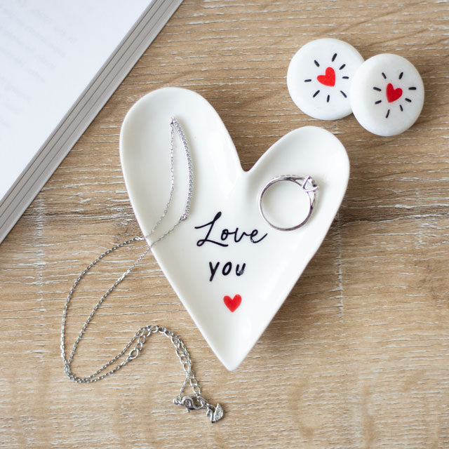 Love You Heart Shaped  Trinket Dish