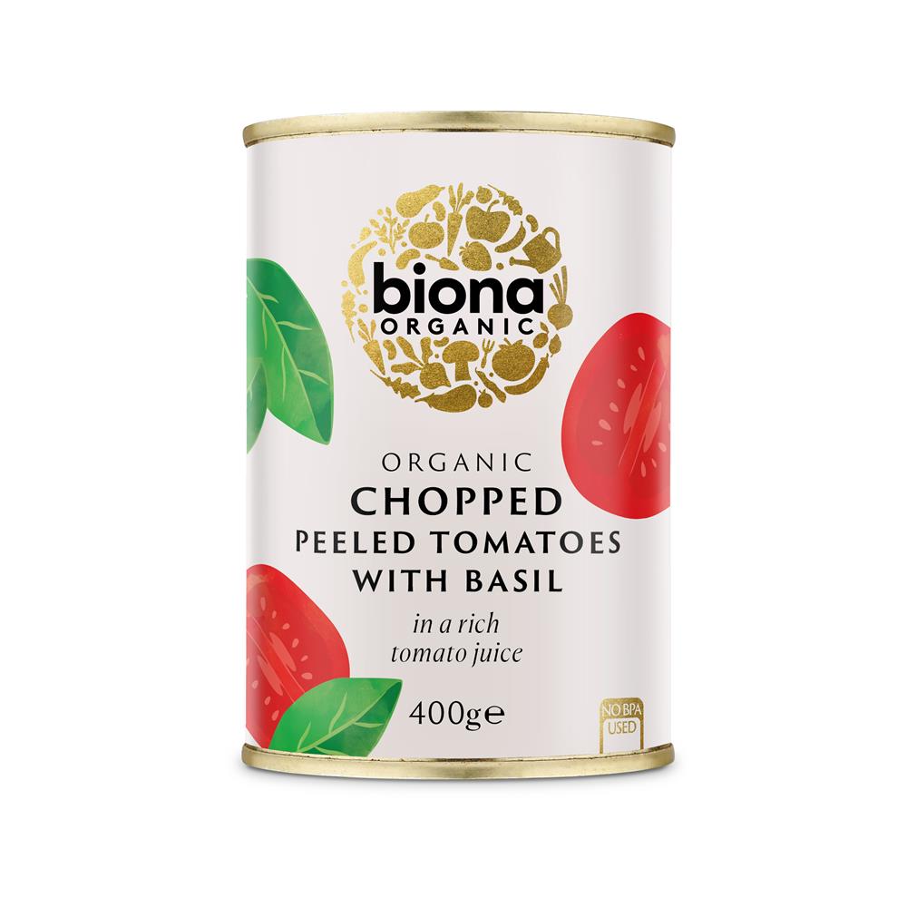 Org Chopped Tomatoes with Fresh Basil - 400g