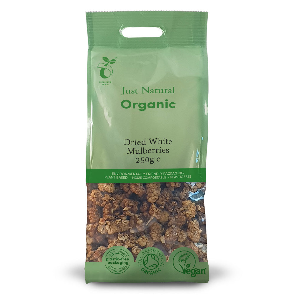 Org Dried White Mulberries - 250g Bag