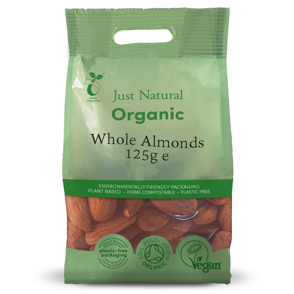 Org Almonds Whole 125g Bag