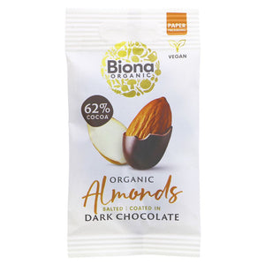 Org Biona Dark Chocolate Roasted Almonds - 30g