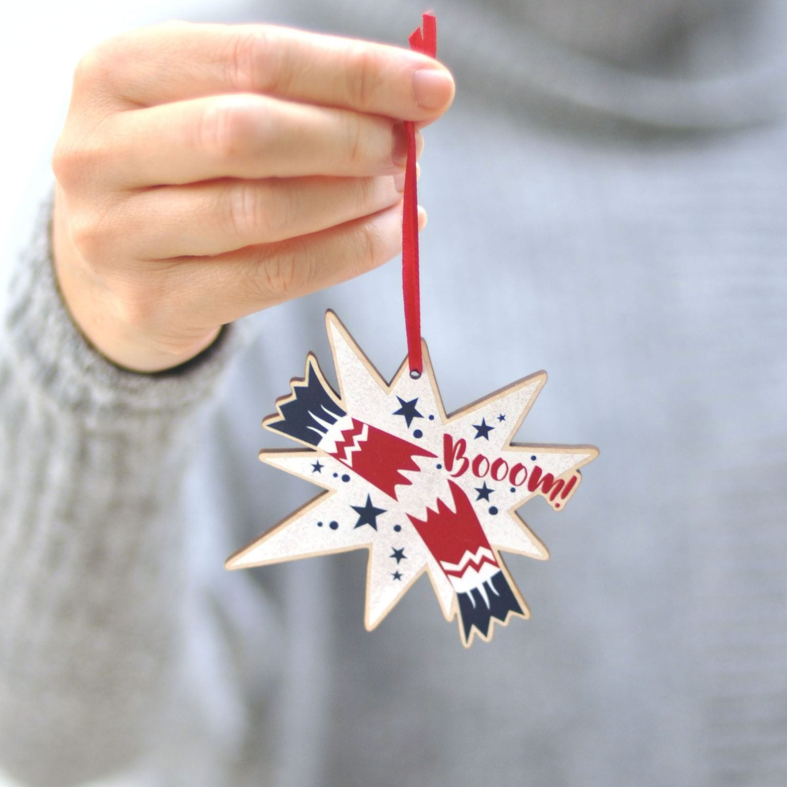 Zedig Design Wooden Tree Decoration Christmas Cracker, Boom!